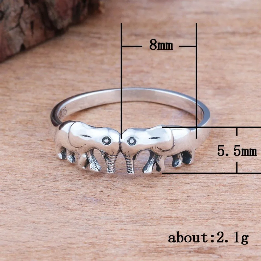 ❤️925 Silver Plated Symmetric Lovely 2 Elephants Stylish Ring, GPMB1455